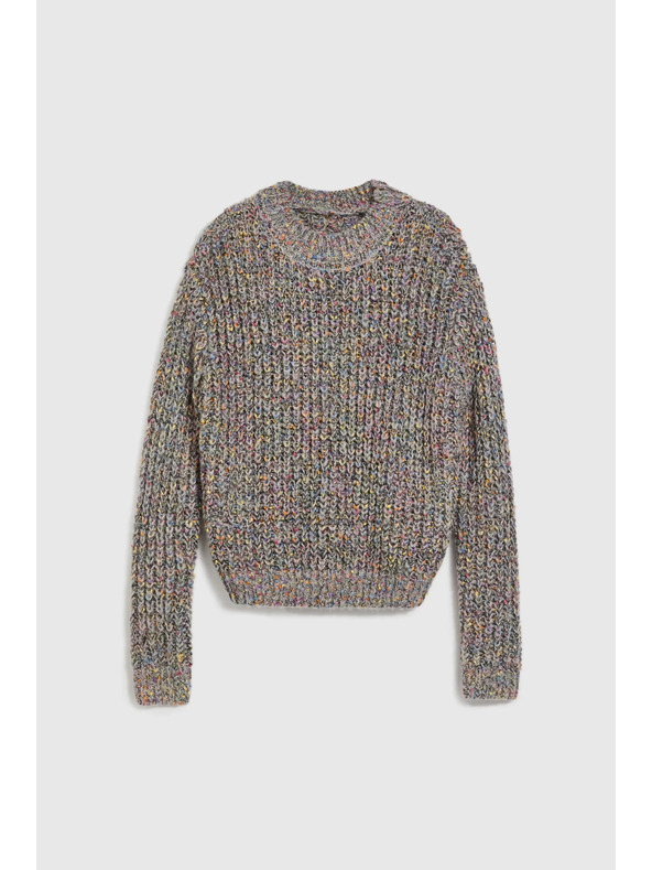 Moodo Pulover okrašen z barvnim nitjem siv Moodo