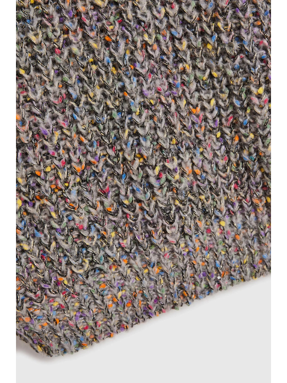 Moodo Pulover okrašen z barvnim nitjem siv Moodo