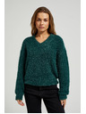 Moodo Kosmat pulover z metalnim nitjem zelen Moodo