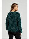 Moodo Kosmat pulover z metalnim nitjem zelen Moodo