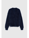 Moodo Kosmat pulover z metalnim nitjem temno moder Moodo