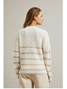 Moodo Bež pulover s črtami in okroglim izrezom Moodo