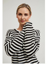Moodo Kratek črtasto-bel pulover Moodo
