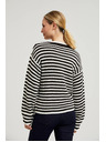 Moodo Kratek črtasto-bel pulover Moodo