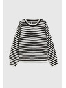 Moodo Kratek črtasto-bel pulover Moodo