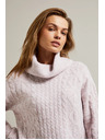 Moodo Rožnat pulover z debelim ovratnikom Moodo