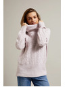 Moodo Rožnat pulover z debelim ovratnikom Moodo