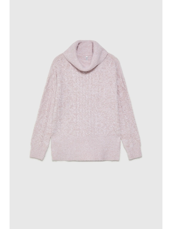 Moodo Rožnat pulover z debelim ovratnikom Moodo