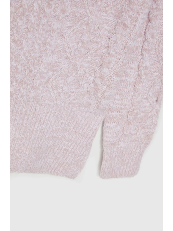 Moodo Rožnat pulover z debelim ovratnikom Moodo