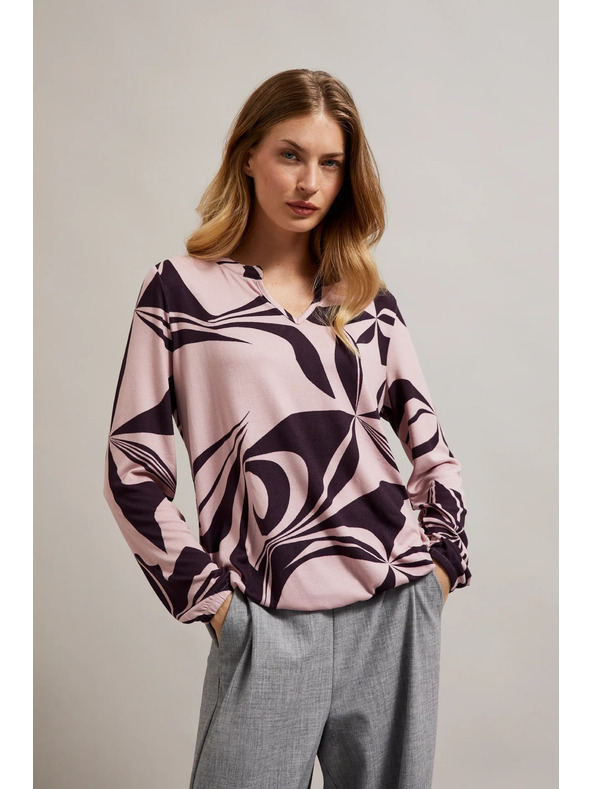 Moodo Rožnat pulover z geometrijskim vzorcem Moodo