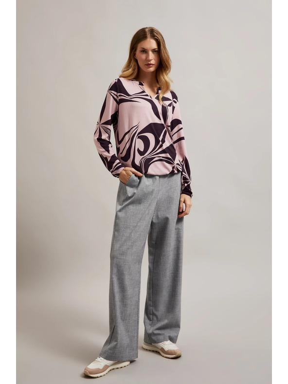 Moodo Rožnat pulover z geometrijskim vzorcem Moodo