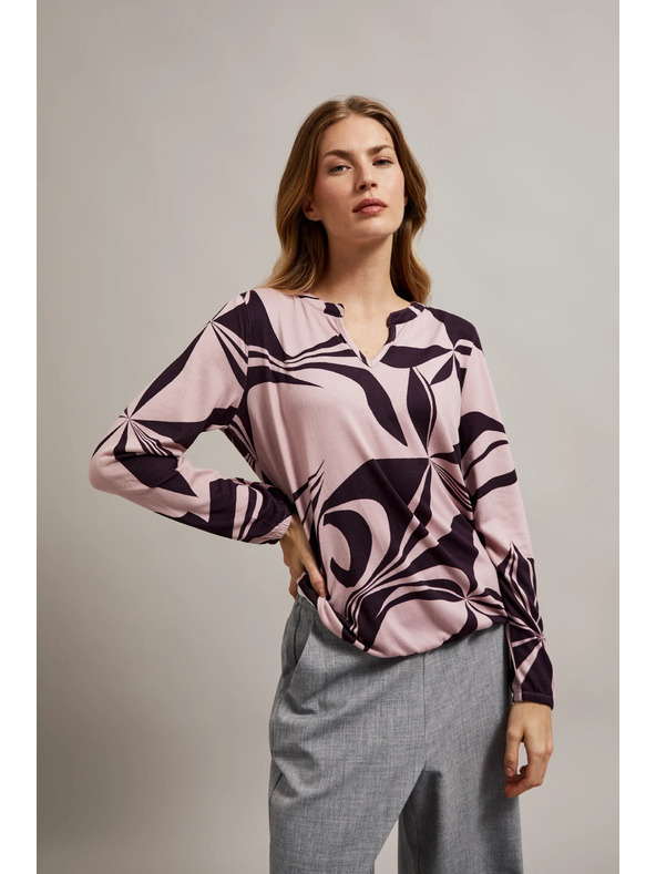 Moodo Rožnat pulover z geometrijskim vzorcem Moodo