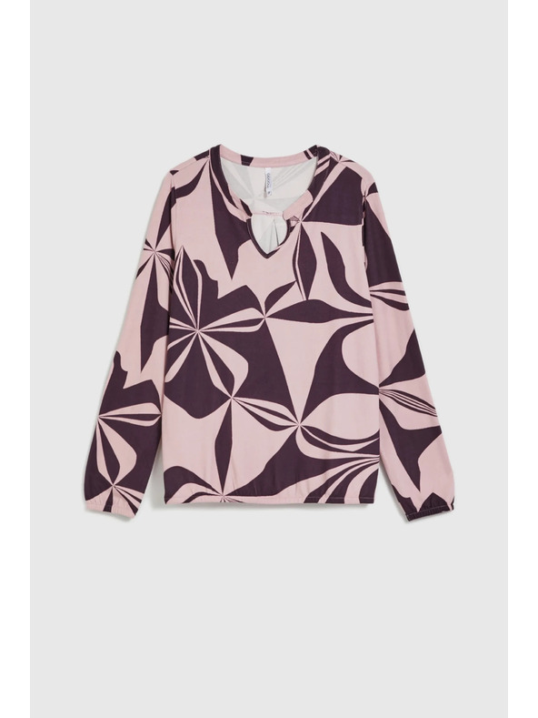 Moodo Rožnat pulover z geometrijskim vzorcem Moodo