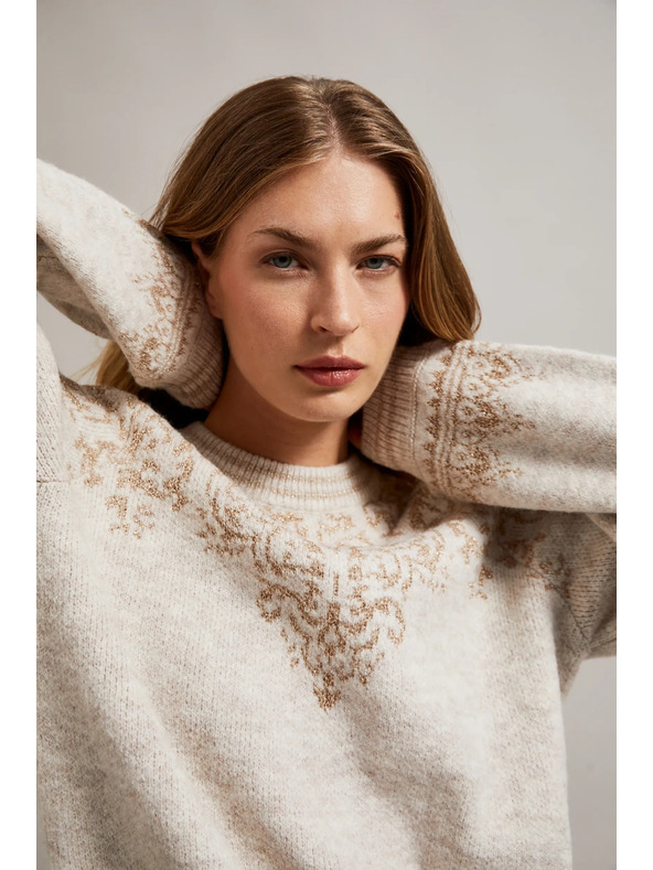 Moodo Bežen pulover z okrašen z bleščečo nitjo Moodo
