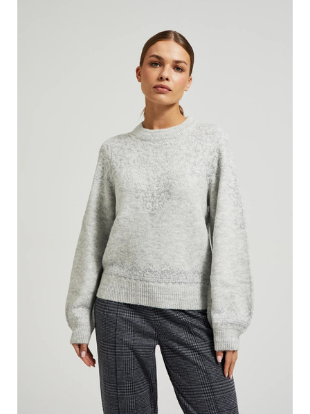 Moodo Siv pulover z okrašen z bleščečo nitjo Moodo