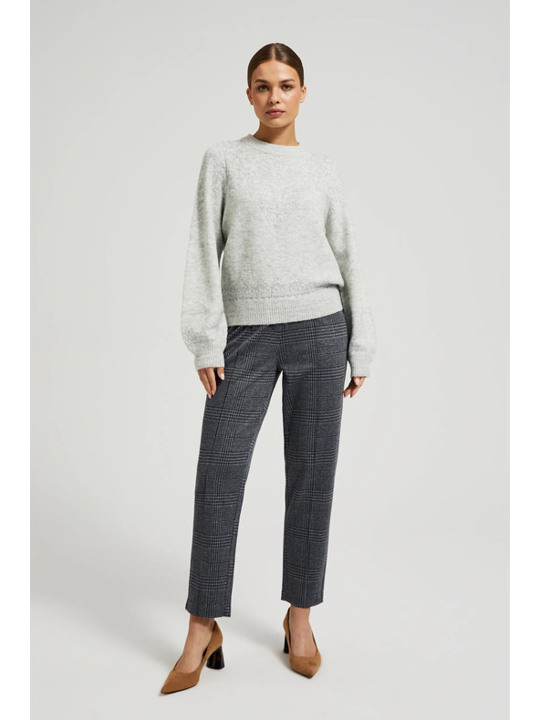 Moodo Siv pulover z okrašen z bleščečo nitjo Moodo