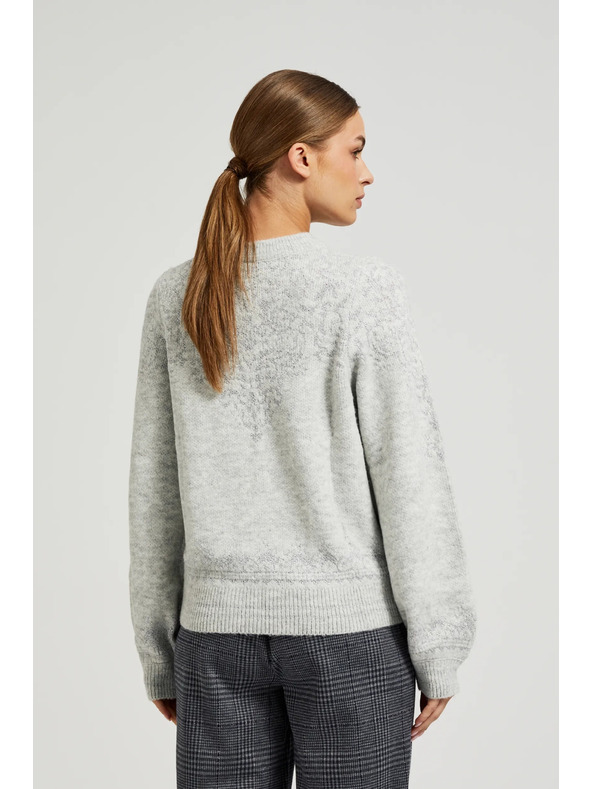 Moodo Siv pulover z okrašen z bleščečo nitjo Moodo