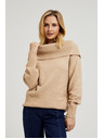 Moodo Bežen pulover z zavihnjenim izrezom Moodo