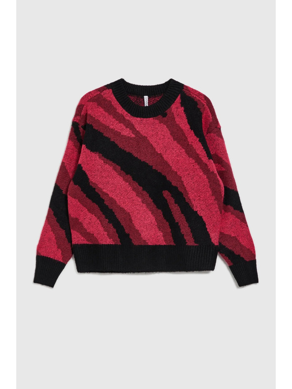 Moodo Rdeč pulover z geometrijskim vzorcem Moodo