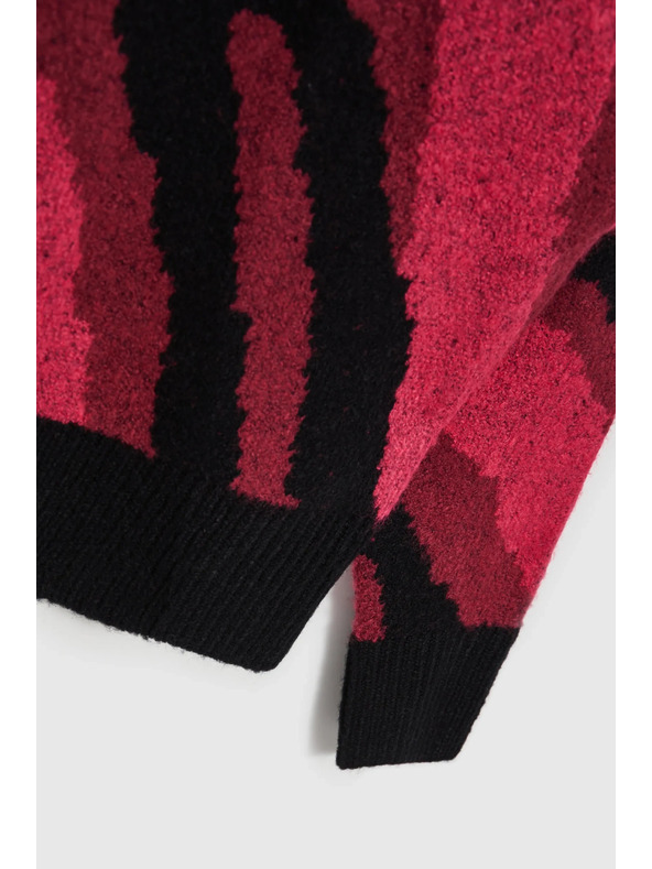 Moodo Rdeč pulover z geometrijskim vzorcem Moodo
