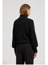 Moodo Črn pulover z visokim ovratnikom in napihnjeni rokavi Moodo