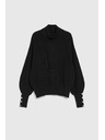 Moodo Črn pulover z visokim ovratnikom in napihnjeni rokavi Moodo