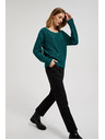 Moodo Zelen pulover s svetlikavimi detajli in okroglim izrezom Moodo