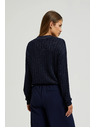 Moodo Temnomodre pulover z ovratnikom in metalno nitjo Moodo