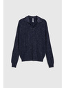 Moodo Temnomodre pulover z ovratnikom in metalno nitjo Moodo