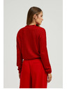 Moodo Rdeč pulover z ovratnikom in metalno nitjo Moodo