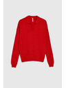 Moodo Rdeč pulover z ovratnikom in metalno nitjo Moodo