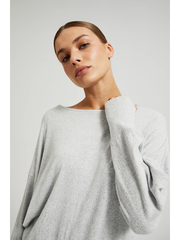 Moodo Siv gladek pulover z dolgimi rokavi Moodo