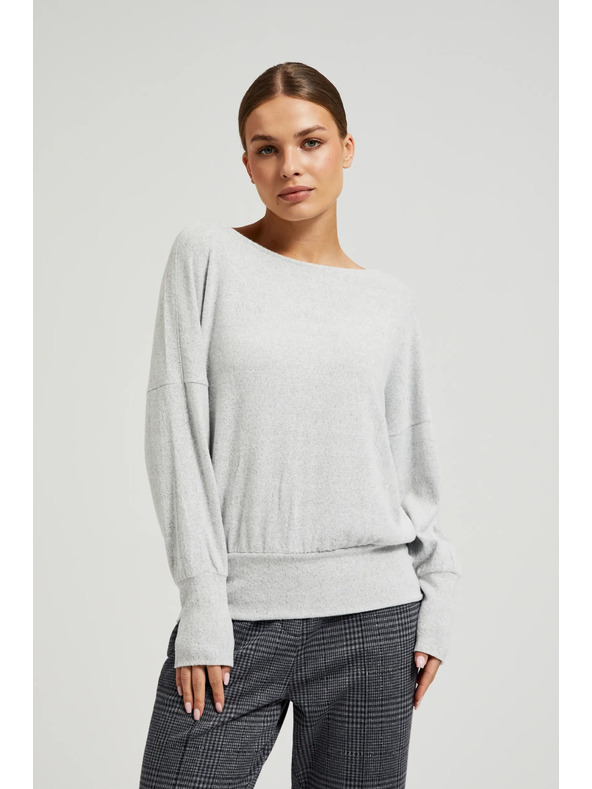 Moodo Siv gladek pulover z dolgimi rokavi Moodo