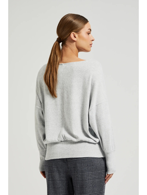 Moodo Siv gladek pulover z dolgimi rokavi Moodo