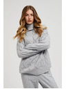 Moodo Siv pulover z okrasnim pleteninskim vzorcem Moodo