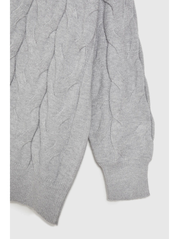 Moodo Siv pulover z okrasnim pleteninskim vzorcem Moodo