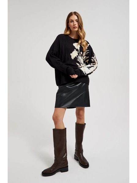 Moodo Črn vzorčast pulover ohlapnega kroja Moodo