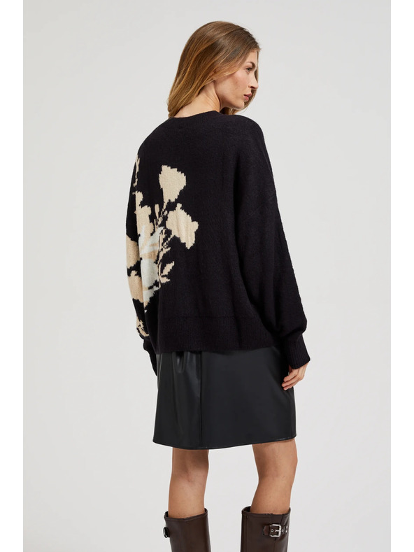 Moodo Črn vzorčast pulover ohlapnega kroja Moodo