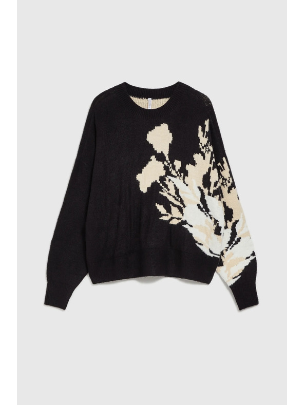 Moodo Črn vzorčast pulover ohlapnega kroja Moodo