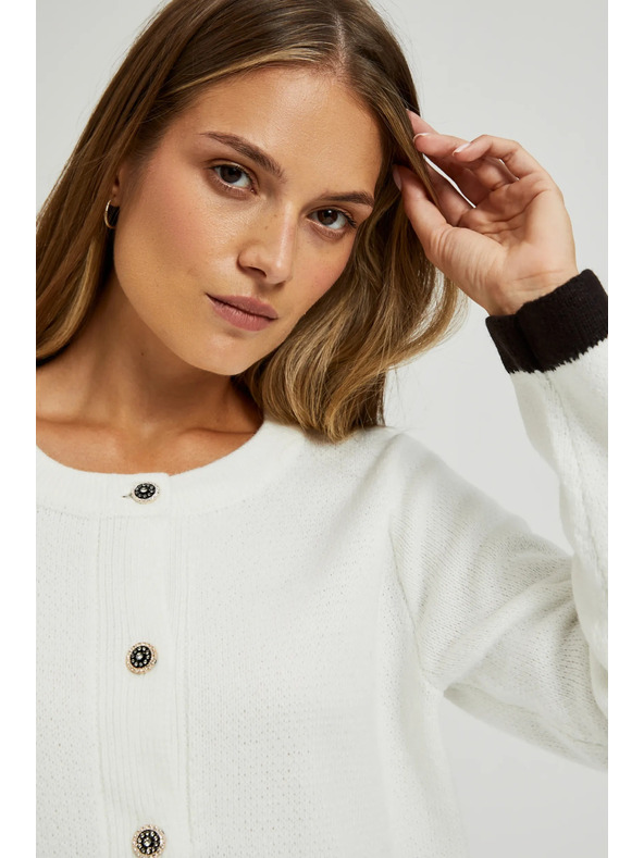Moodo Bel razpet pulover z okrasnimi gumbi Moodo
