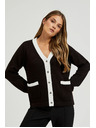 Moodo Črn kardigan z okrasnimi gumbi in dolgimi rokavi Moodo