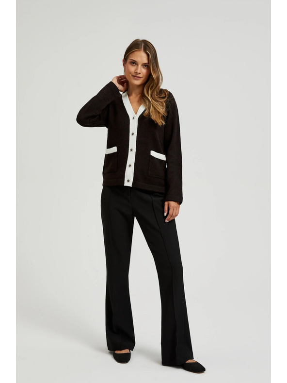 Moodo Črn kardigan z okrasnimi gumbi in dolgimi rokavi Moodo
