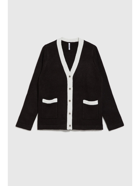 Moodo Črn kardigan z okrasnimi gumbi in dolgimi rokavi Moodo