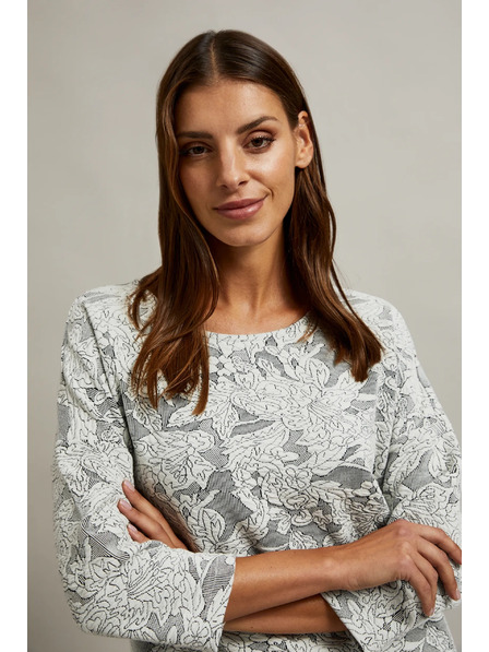 Moodo Bel pulover s cvetličnim vzorcem in 3/4 rokavi Moodo