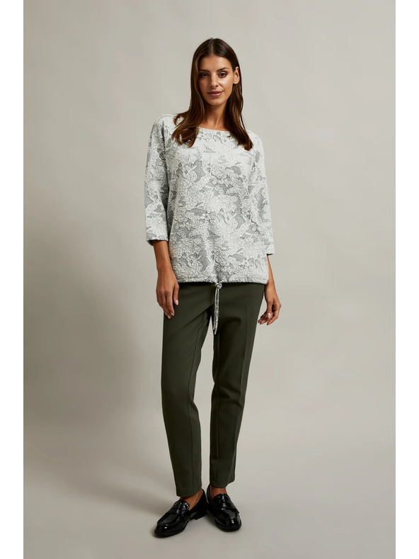 Moodo Bel pulover s cvetličnim vzorcem in 3/4 rokavi Moodo