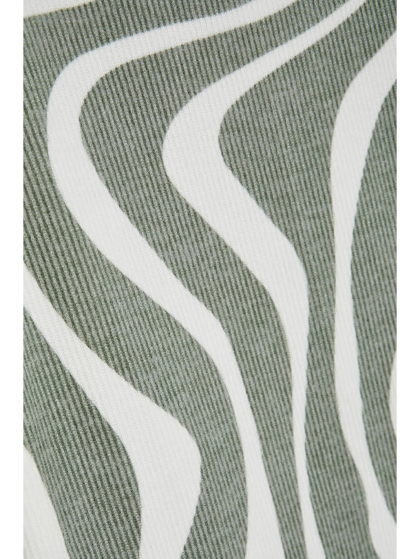 Moodo Olivna bluza z geometrijskim vzorcem in dolgimi rokavi Moodo