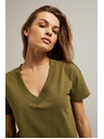 Moodo Olivna majica z V-izrezom Moodo