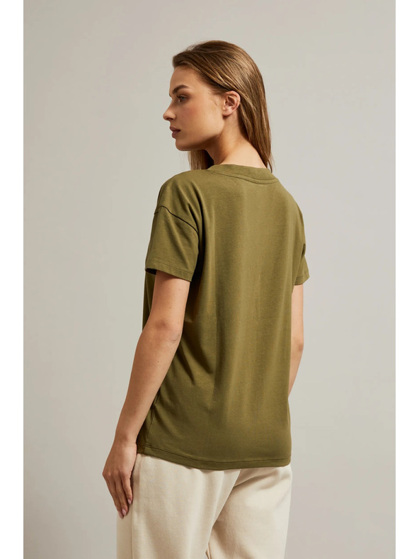 Moodo Olivna majica z V-izrezom Moodo