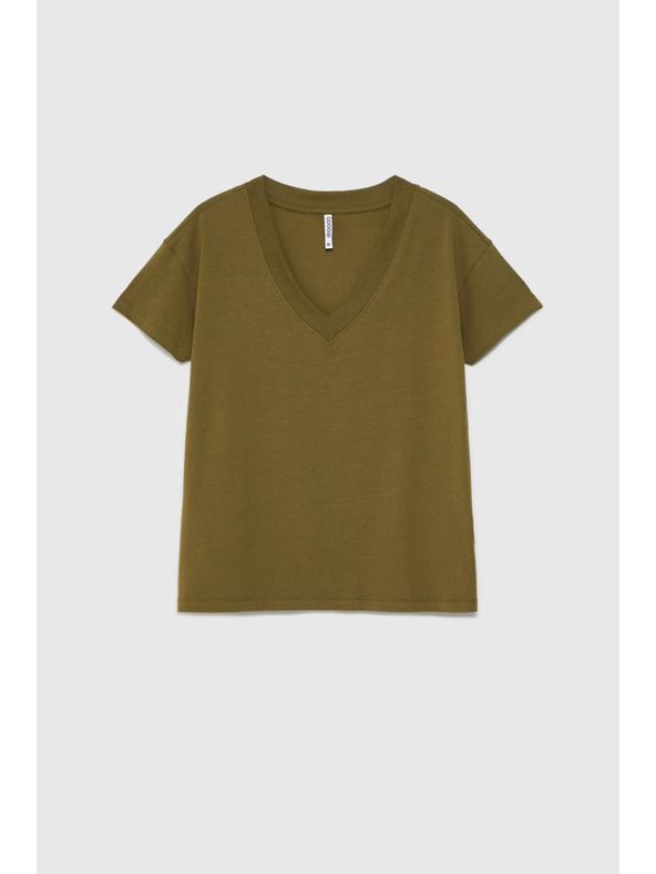 Moodo Olivna majica z V-izrezom Moodo