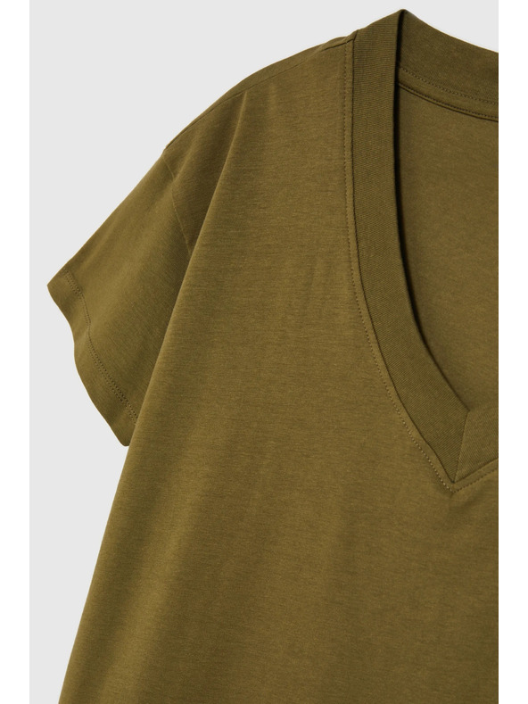 Moodo Olivna majica z V-izrezom Moodo